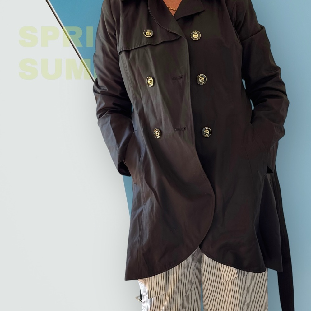 Luxurious Black Trench Coat by CeCe - Picture 9 of 16